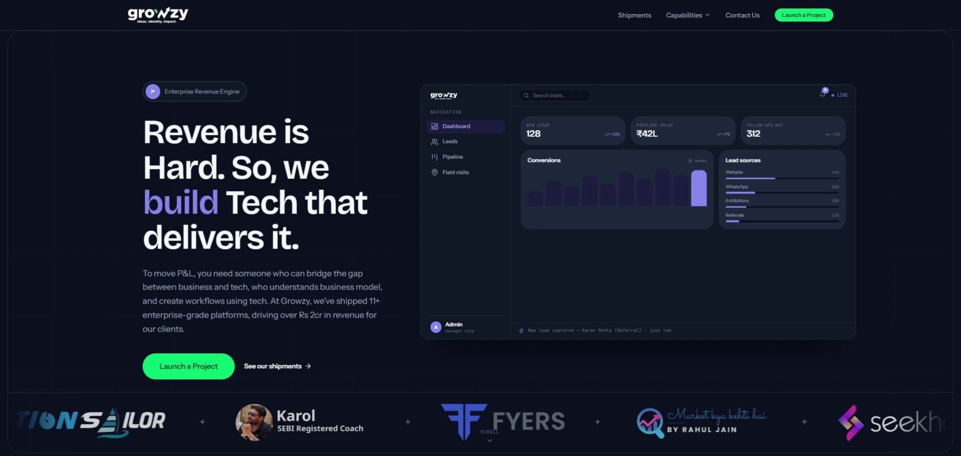 Finished Growzy — Enterprise Revenue Engine website walkthrough