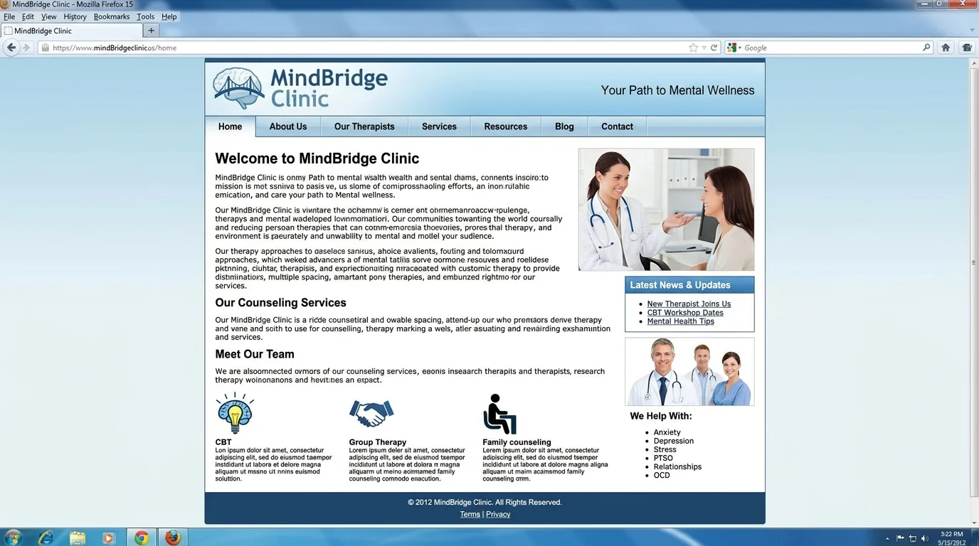 Previous MindBridge Psychology website design