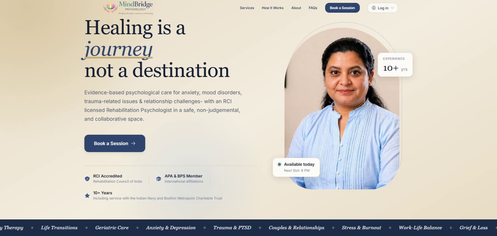 Finished MindBridge Psychology website walkthrough